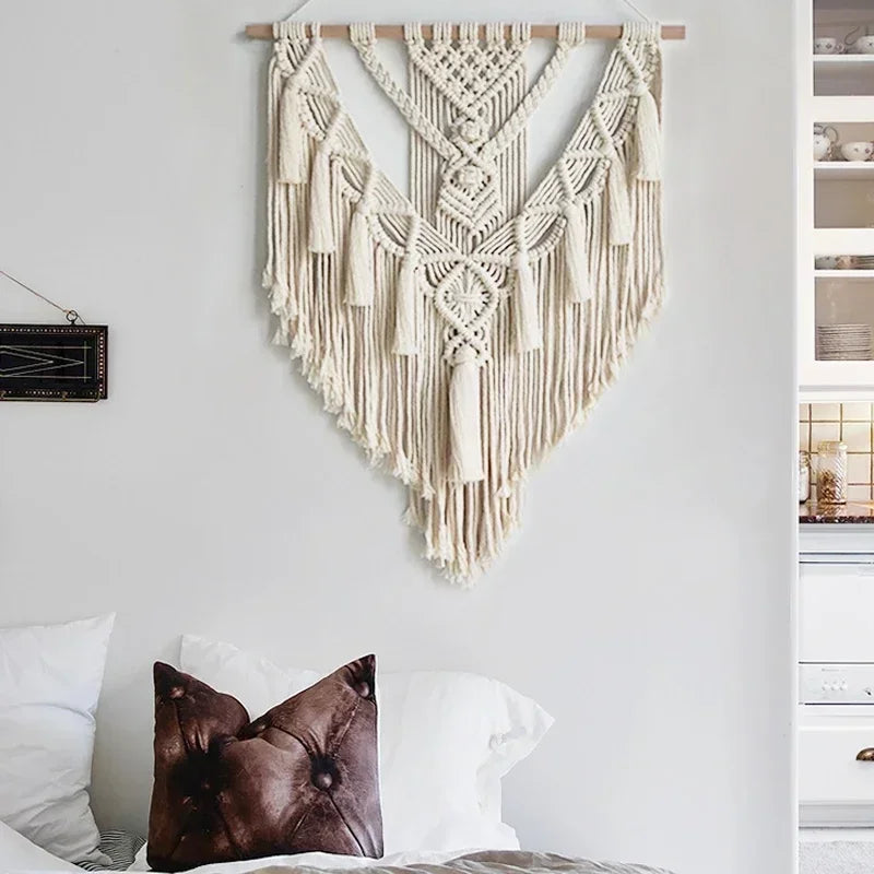 the MACRAME - Macrame Woven Wall Hanging, Boho Home Chic Bohemian Geometric Art Decor, Beautiful Apartment Dorm Room Decoration Tapestry