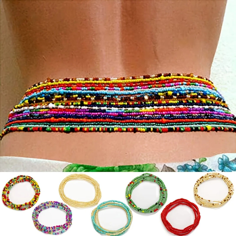 the BEADED BELLY - Waist Beads Chain Layered Belly Body Chain Beach Waist Body Jewelry Accessories for Women