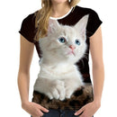 the CAT CRAZY LADY - Summer 3D Printing Cute Cat Fashion Short Sleeve Oversized T-Shirts for Women