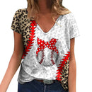 the SOFTBALL MOM - Summer Baseball MOM 3D Print V-Neck Short Sleeve Harajuku Streetwear Oversized T-Shirts for Women
