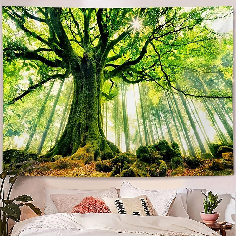 the ENCHANTED FOREST - Natural Forest Tree Wall Tapestry, 3D Printed Wall Art, Wall Hanging Bedroom Living Room Dormitory Decoration