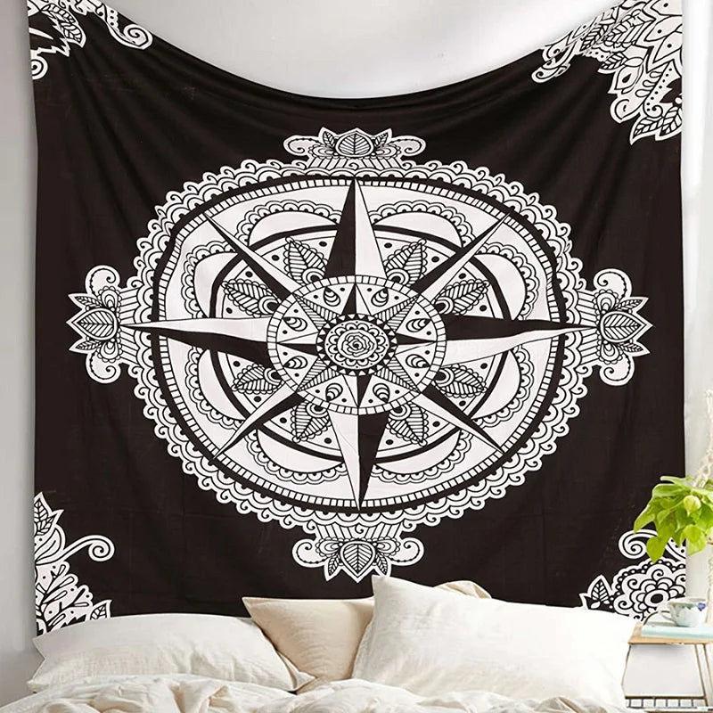 the MANDALA - Print Tapestry Wall Hanging Carpet Throw Yoga Beach Mat Wall Art Tapestry Decorations