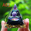 the ORGONE PYRAMID - Crystals Stone Orgone Pyramid Energy Generator, Natural Amethyst Peridot Reiki Chakra Meditation Tool, Room Decor Christmas Gifts
