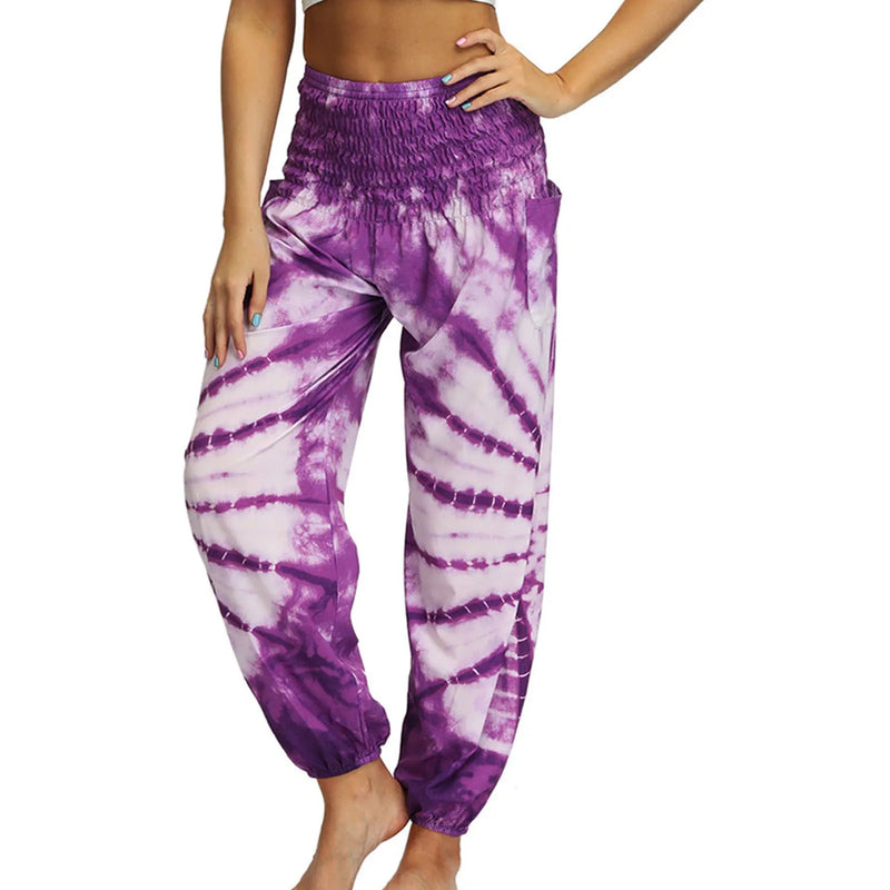 Women'S Pants Women'S Sweatpants Hippie Bohemian Palazzo Yoga Scrunched Bottom Women'S Tie Dye Harem Pants Vetement Femme