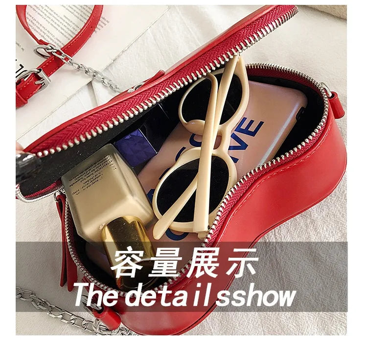 the GOTHIC HEART - Gothic Heart Blade Zipper Chain Crossbody Bags for Women/Girl, Casual Shoulder Purses Handbags