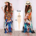 2023 Bohemian Printed V-neck Batwing Sleeve Long Loose Summer Dress For Women Clothes  Streetwear Moroccan Caftan Q831