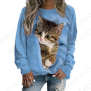 the SNUGGLE PET - Cute Sleeping Cat 3D Print O-Neck Fashion Graphic Hoodies Women Sweatshirts/Pullovers