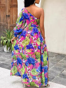 the BRIDESMAID BOHO - Spring/Summer Elegant Off Shoulder Print Loose Long Dress