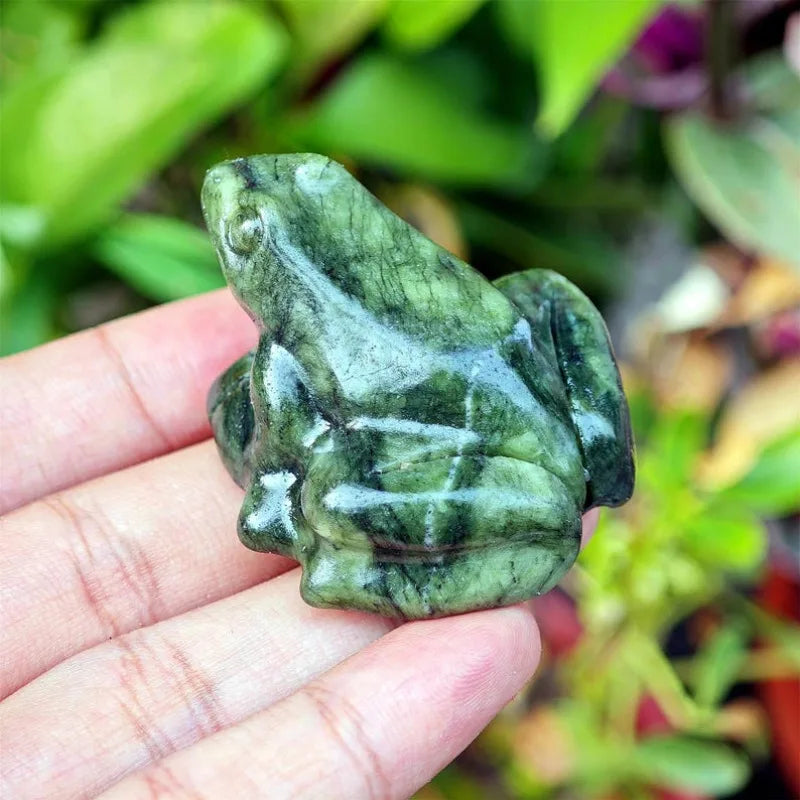 the LEAP FROG - Natural Mix Green Jade Frog, Quartz Animal, Crystal Frog, Home Decoration, Mineral Specimen, Crystal Gift, Reiki Healing 1PC