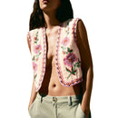 the EMBROIDERRY - Women's Vintage Boho Floral Embroidered Sleeveless Crop Cardigan Open Front Vest Outwear Jackets