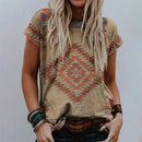 the TEXTILE - Summer Western Style 3D Print Streetwear Fashion Short Sleeve O-Neck T-Shirts for Women