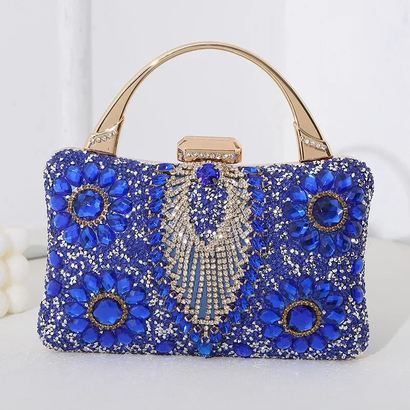 the TREASURE - Rhinestone Beaded Clutch Evening Bag, Women Wedding Party Purse, Evening Banquet Bag