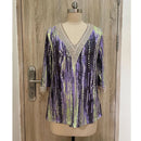 the RAINDROP - Women's Vintage Print Hollow Lace Patchwork Elegant Spring/Summer Trendy Casual V-Neck 3/4 Sleeve Loose Blouse Tops