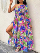 the BRIDESMAID BOHO - Spring/Summer Elegant Off Shoulder Print Loose Long Dress