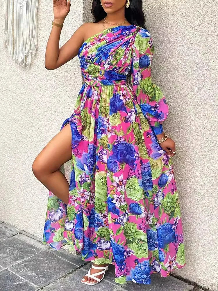 New Fashion Sexy Off Shoulder Print Dress Women Elegnat Office Casual Loose Beach Party Long Dresses Female Spring Summer Robe