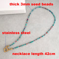 the LAYERED BOHO - Women's Imitation Pearl Necklace Choker Seed Beads Rainbow Stainless Steel Clasp Sailor Buckle Base Chain Gold Color Boho