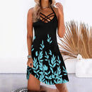 the HOT GIRL SUMMER - Beach Printed Sleeveless Boho Casual Hollow Out Short Dress for Women