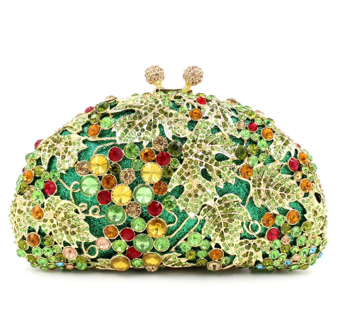 the TROPICANA - Women Crystal Stones Evening Bags, Wedding Clutch Bag Purse, Diamond Clutches, Bridal Handbags