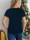 the STARSEED SUN - Sun & Moon Print Crew Neck Short Sleeve Casual Spring & Summer T-Shirts for Women