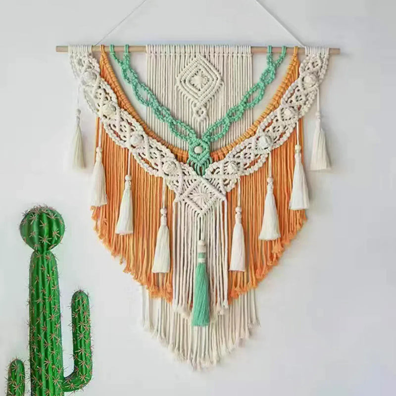 the MACRAME - Macrame Woven Wall Hanging, Boho Home Chic Bohemian Geometric Art Decor, Beautiful Apartment Dorm Room Decoration Tapestry