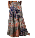 New Long Skirt Retro Skirt Loose Casual High Waist Skirt Bohemian Style Patchwork Pleated Pocket Skirt