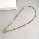 the LAYERED BOHO - Women's Imitation Pearl Necklace Choker Seed Beads Rainbow Stainless Steel Clasp Sailor Buckle Base Chain Gold Color Boho