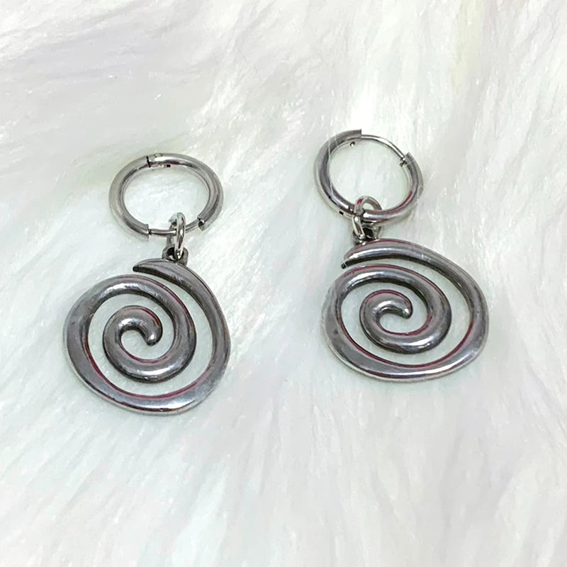 the VORTEX - Grunge Jewelry Stainless Steel Swirl Hoop Earrings