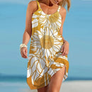 the SUNFLOWER - Summer Sunflower Beach Dress 3D Print Vacation Party Sundress Casual Sleeveless Beachwear Dress