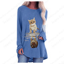 the LOUNGER - 3D Print Long Sleeve Fashion Long Tunic Shirts for Women