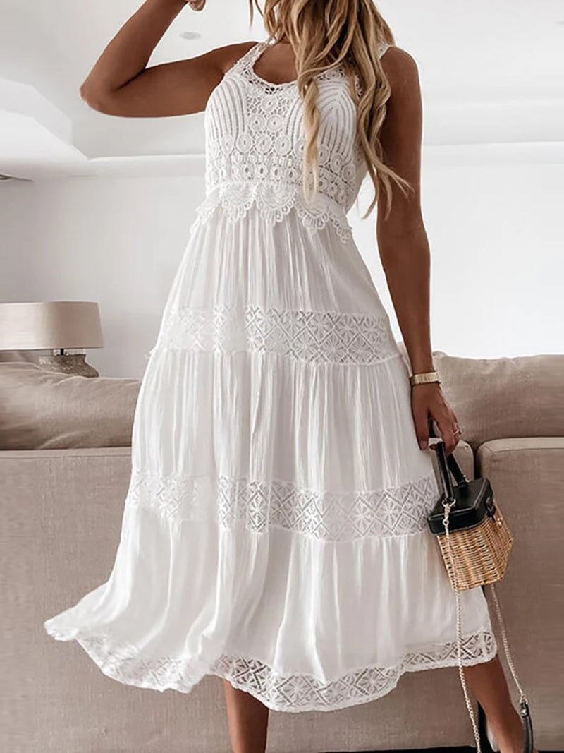 Trendy Casual Summer White Dress for Women Cover-ups Outfits New Boho Hippie Chic Long Maxi Dresses Elegant Party Beachwear