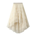 Women's Tulle Skirt Ruffle Multilayer Mesh A Line Tier Tutu Prom  Irregular High Waisted Gradient Rainbow TulleLong Skirt