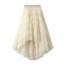 the BOHO TUTU - Women's Tulle Skirt Ruffle Multilayer Mesh A-Line Tier Tutu High Waisted Gradient Rainbow Tulle Long Skirt