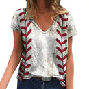 the SOFTBALL MOM - Summer Baseball MOM 3D Print V-Neck Short Sleeve Harajuku Streetwear Oversized T-Shirts for Women