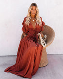 the BEACH BOHO - Summer Long Bikini Cover Ups Solid V-Neck Kimono Beach Lace Up Anti-Sun Swim Bohemian Sarong Dress for Women