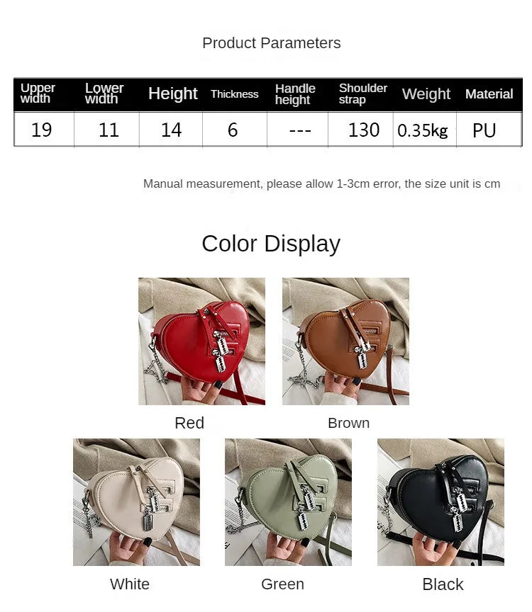 the GOTHIC HEART - Gothic Heart Blade Zipper Chain Crossbody Bags for Women/Girl, Casual Shoulder Purses Handbags