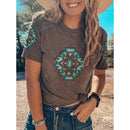 the WESTERN - Western Style Geometry 3D Print Streetwear Retro Oversized T-Shirts for Women