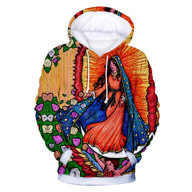 Virgin Mary 3D Print Hoodies Women Men Retro Streetwear Oversized Pullovers Y2k Hoodie Harajuku Sweatshirts Woman Tops Clothing