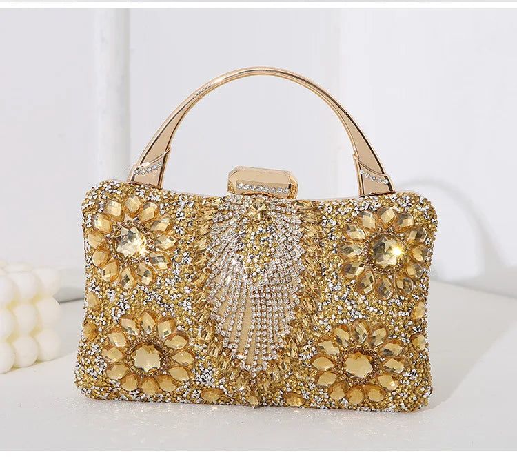 the TREASURE - Rhinestone Beaded Clutch Evening Bag, Women Wedding Party Purse, Evening Banquet Bag