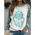 Ethnic Feather 3d Print Crew Neck Hoodie Women Fashion Casual Vintage Hoodies Women Sweats Hooded Coat Clothes Femme Sudadera