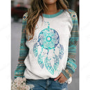 the BOHO FEATHERS - Feather 3D Print Crew Neck Fashion Casual Vintage Sweatshirts Pullovers