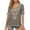 the NAVAJO - Summer 3D Print V-Neck Retro Women Boho Oversized T-Shirts for Women