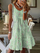 the SUNDRESS BOHO - Summer Casual Floral Print Loose O-Neck Sleeveless A-Line Summer Sundress for Women