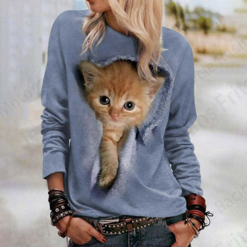 Sleeping Cat 3d Print O-Neck Hoodie Women Fashion Cute Graphic Hoodies Women Sweats Outwear Coat Sportwear Clothes Sudadera Lady