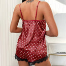 the CUDDLER - Fashion Lace Pajama Set V-Neck Satin Nightdress Sexy Exotic Lingerie Sleepwear