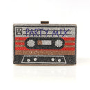 the MIX TAPE - Fashion Crystal Women's Luxury Rhinestone Wedding Clutch Bag, Cassette Tape Evening Bag, Party Money Purses, Handbags/Shoulder Bag