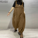 the ROMPER BOHO - Streetwear Corduroy Bibbed Wide Leg Pant Drop Crotch Overalls Loose Casual Suspender Rompers/Jumpsuits