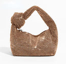 the KNOTTED RHINESTONE - Handle Rhinestones Knot Evening Bags, Silver Crystal Top Handle Bag for Women, Purses and Handbags Luxury Designer Handbag Tote
