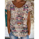 the ANCIENT - Indian Elephant Geometry 3D Print Streetwear V-Neck Oversized T-Shirts for Women