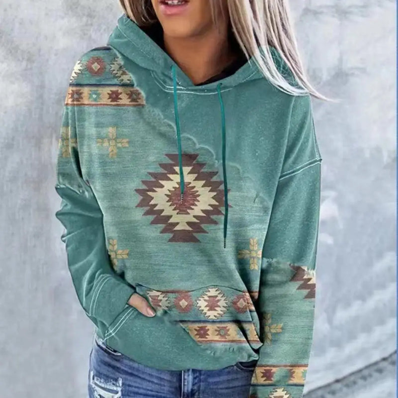 Women's Hoodie Sweatshirt Pullover Vintage Ethnic Neon Geometric Vintage Ethnic Street Casual Hoodie Long Sleeve Top