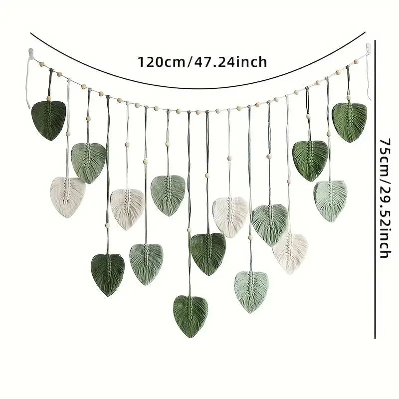 the LEAFY WALL - Boho Home Decoration, Macrame Tapestry, Macrame Leaf Feather Wall Hanging Decor for Living Room/Bedroom, Boho Wall Art Home Decor